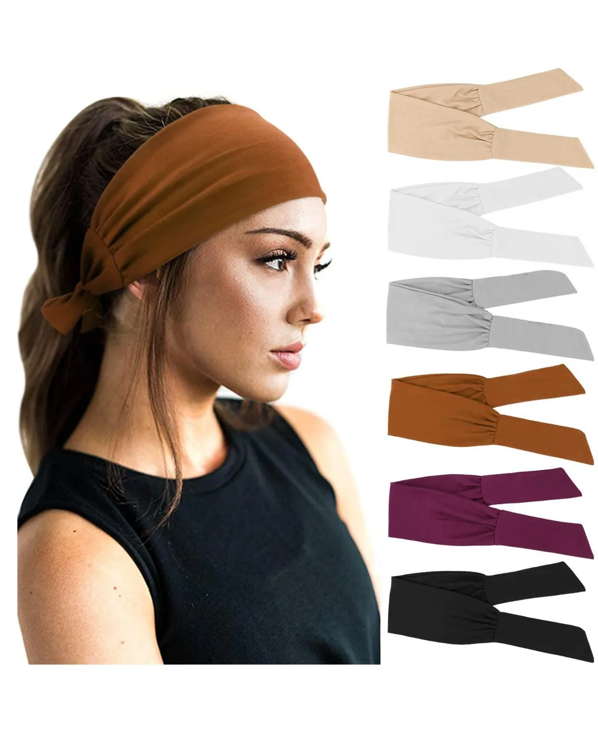 Adjustable Knotted Non-Slip Hair Bands, 6-Piece Set by Peneyon
