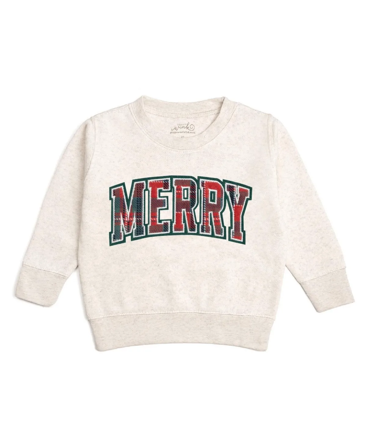 Merry Tartan Patch Christmas Sweatshirt by Sweet Wink