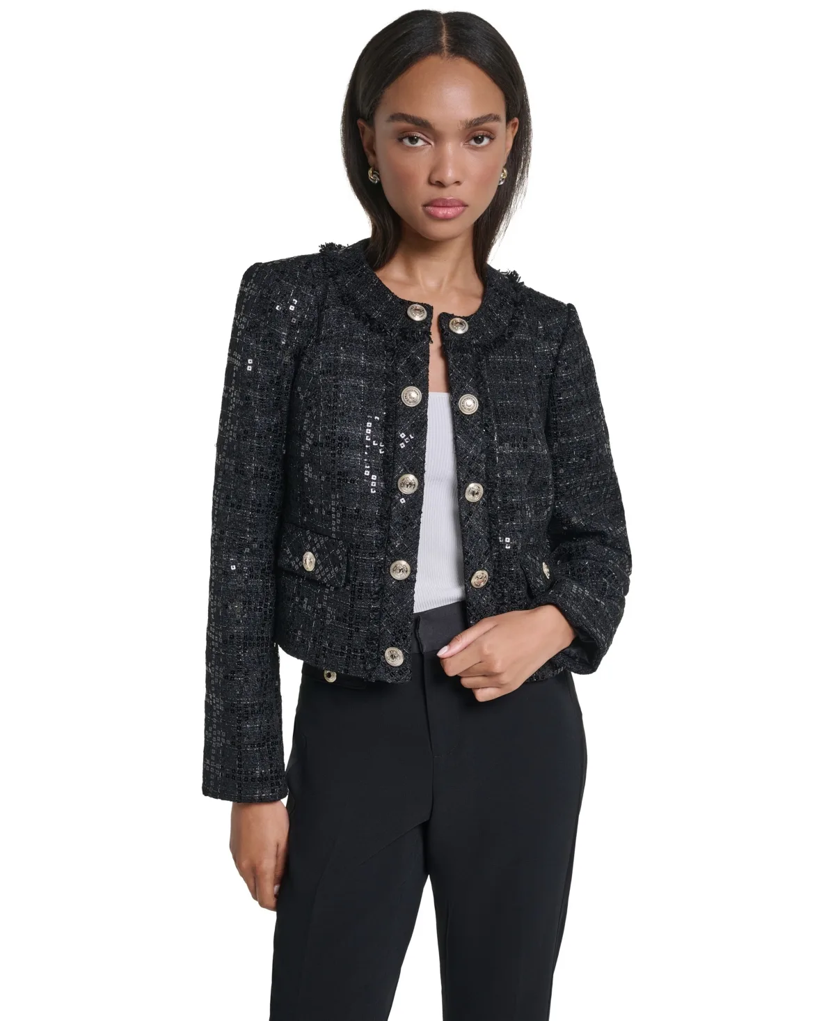 Sequin Cropped Jacket by Karl Lagerfeld