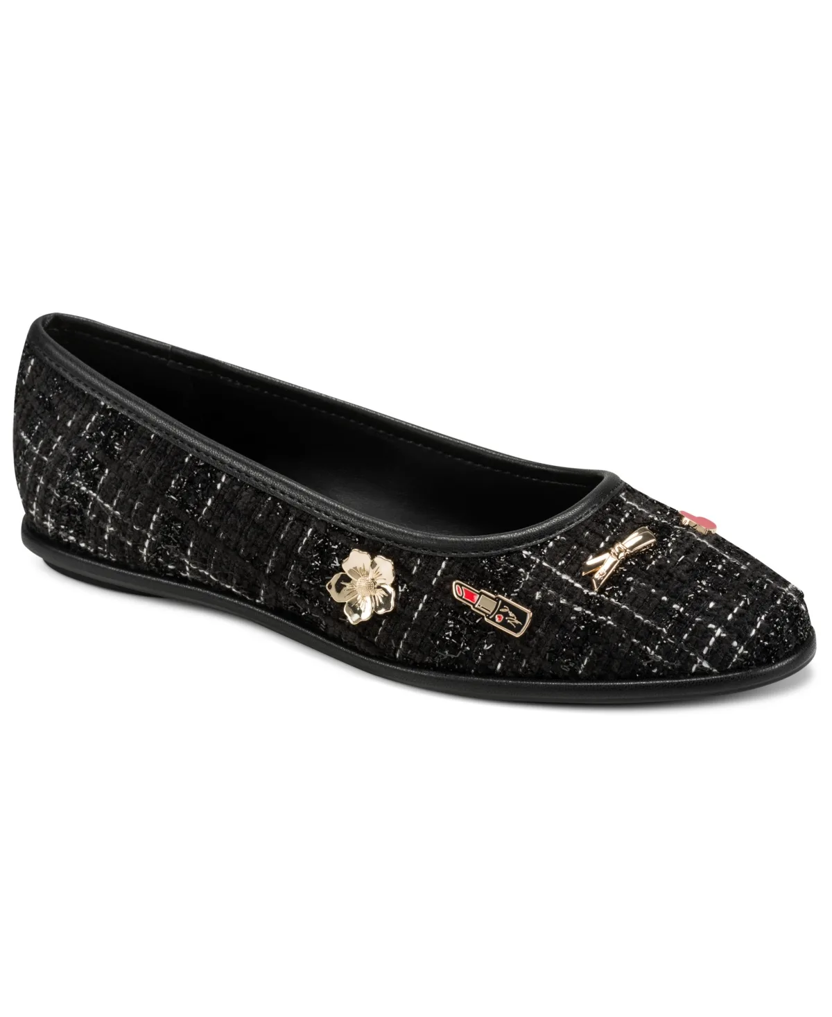 Vadelle Tweed Embellished Ballet Flats