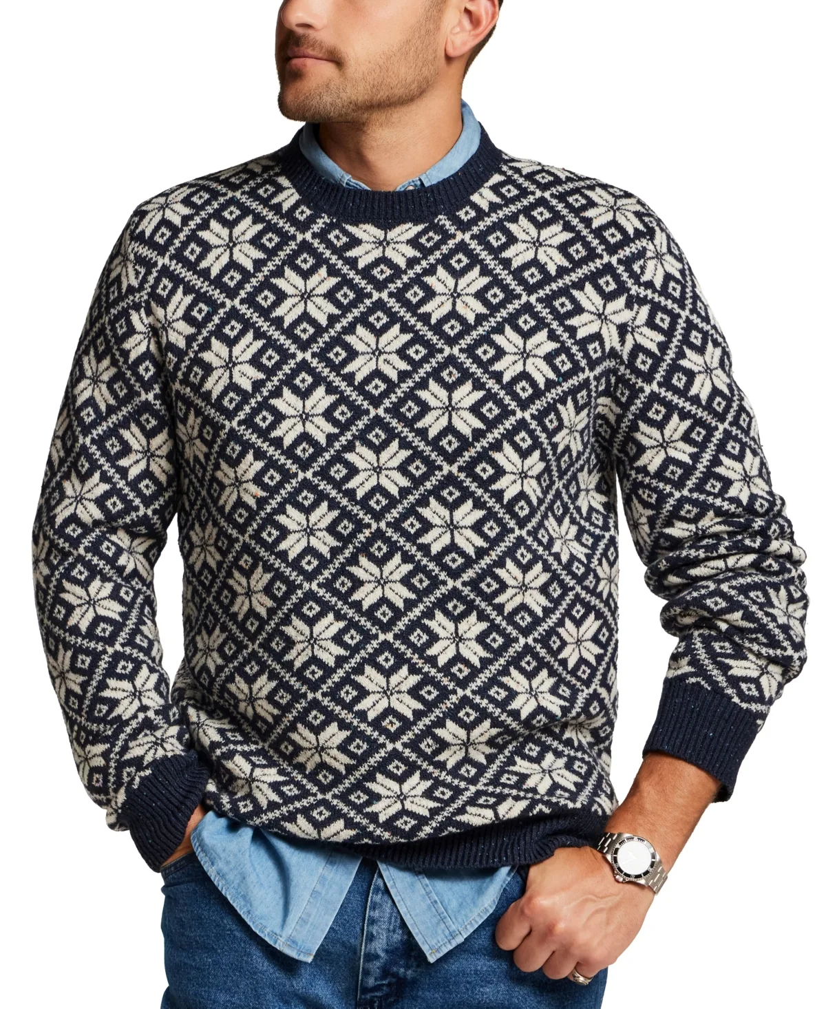 Snowflake Crewneck Long-Sleeve Sweater by Weatherproof Vintage