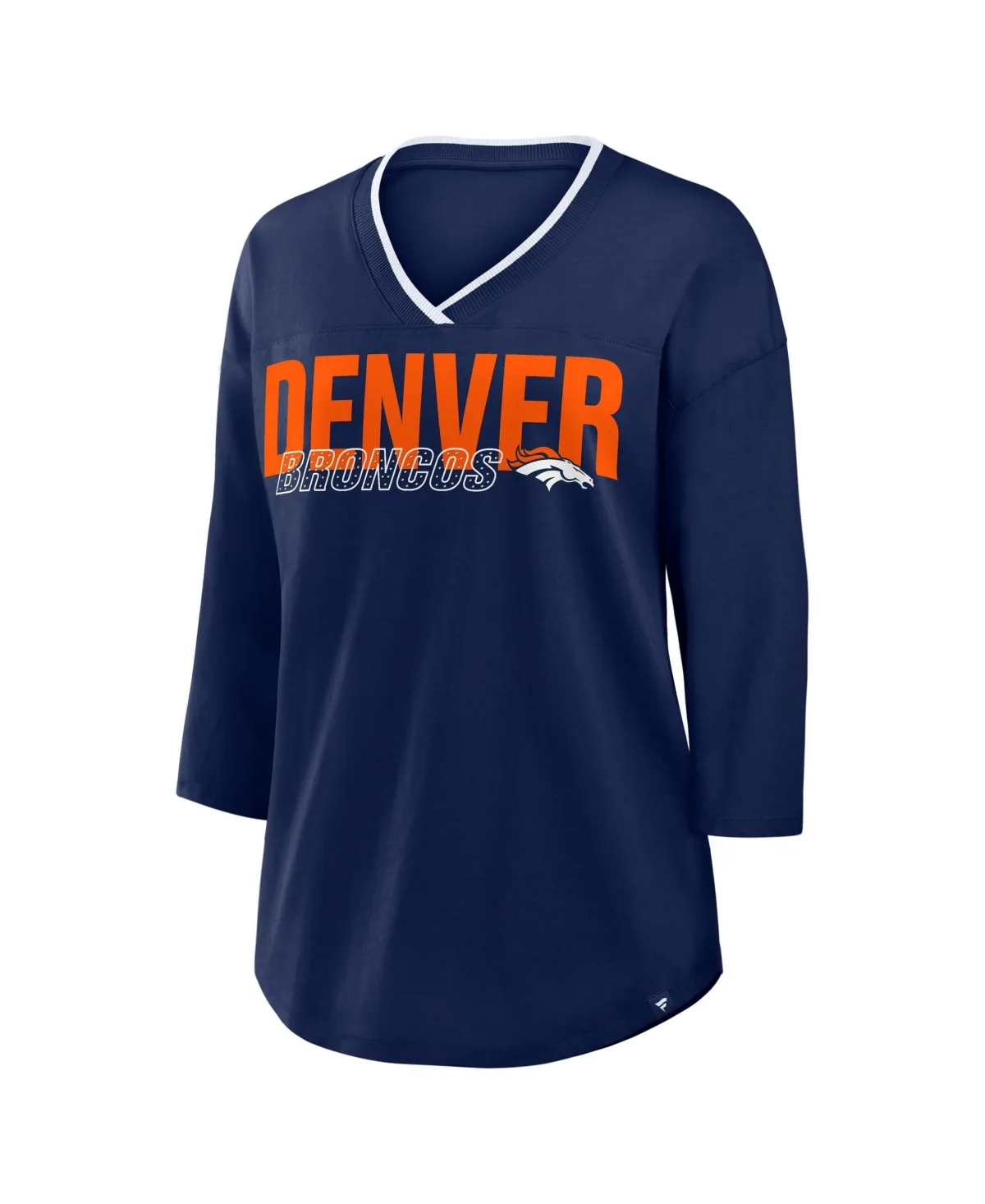 Denver Broncos Deceptive Juke 3/4-Sleeve V-Neck T-Shirt by Fanatics