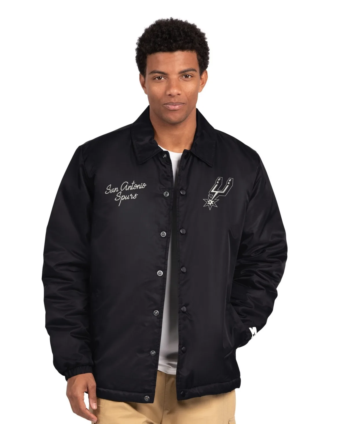 San Antonio Spurs Full-Snap Embroidered-Logo Coaches Jacket by Starter