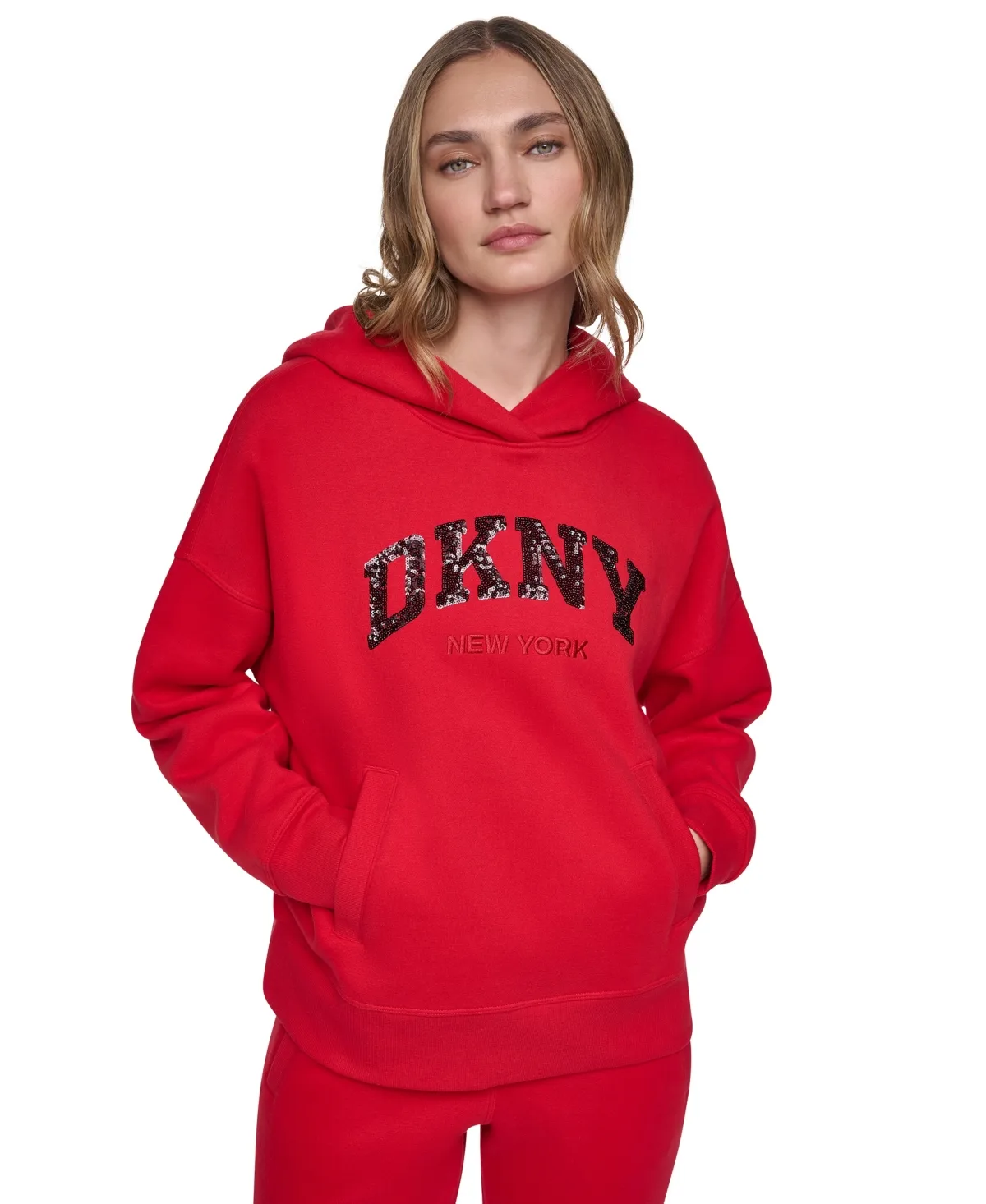 Dkny Sport Varsity Sequin Pullover Hoodie by DKNY