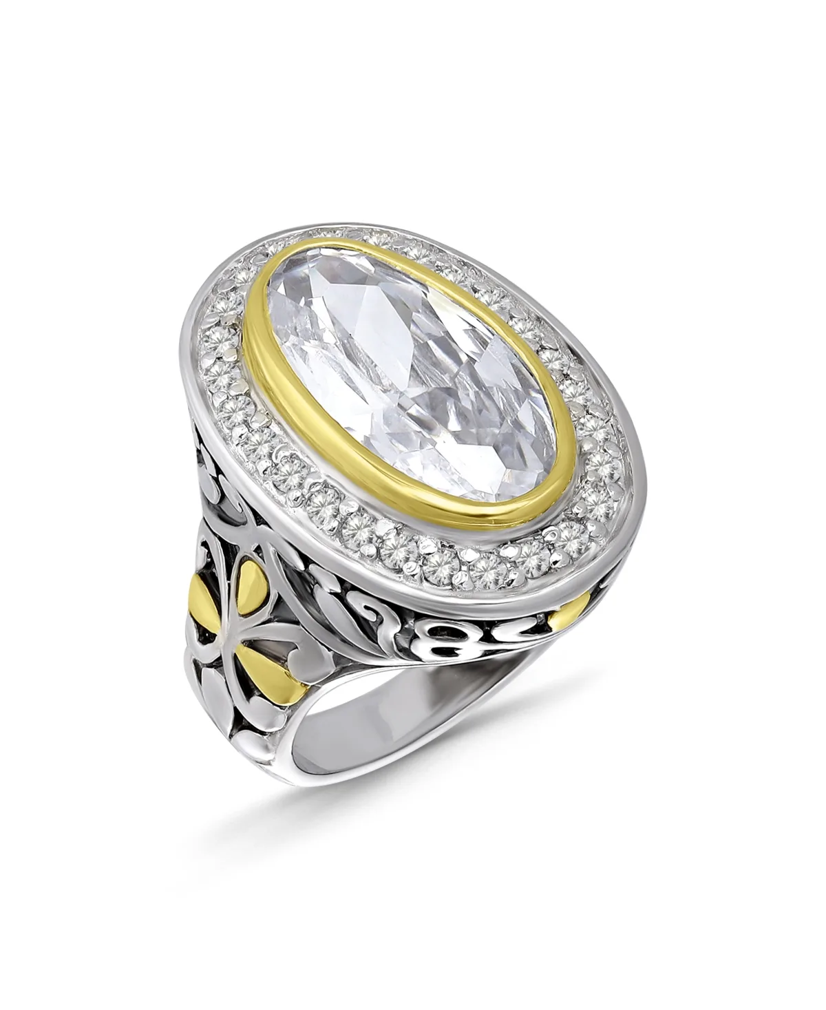 Oval Cubic Zirconia Oxidized Accents Statement Ring by Macy's
