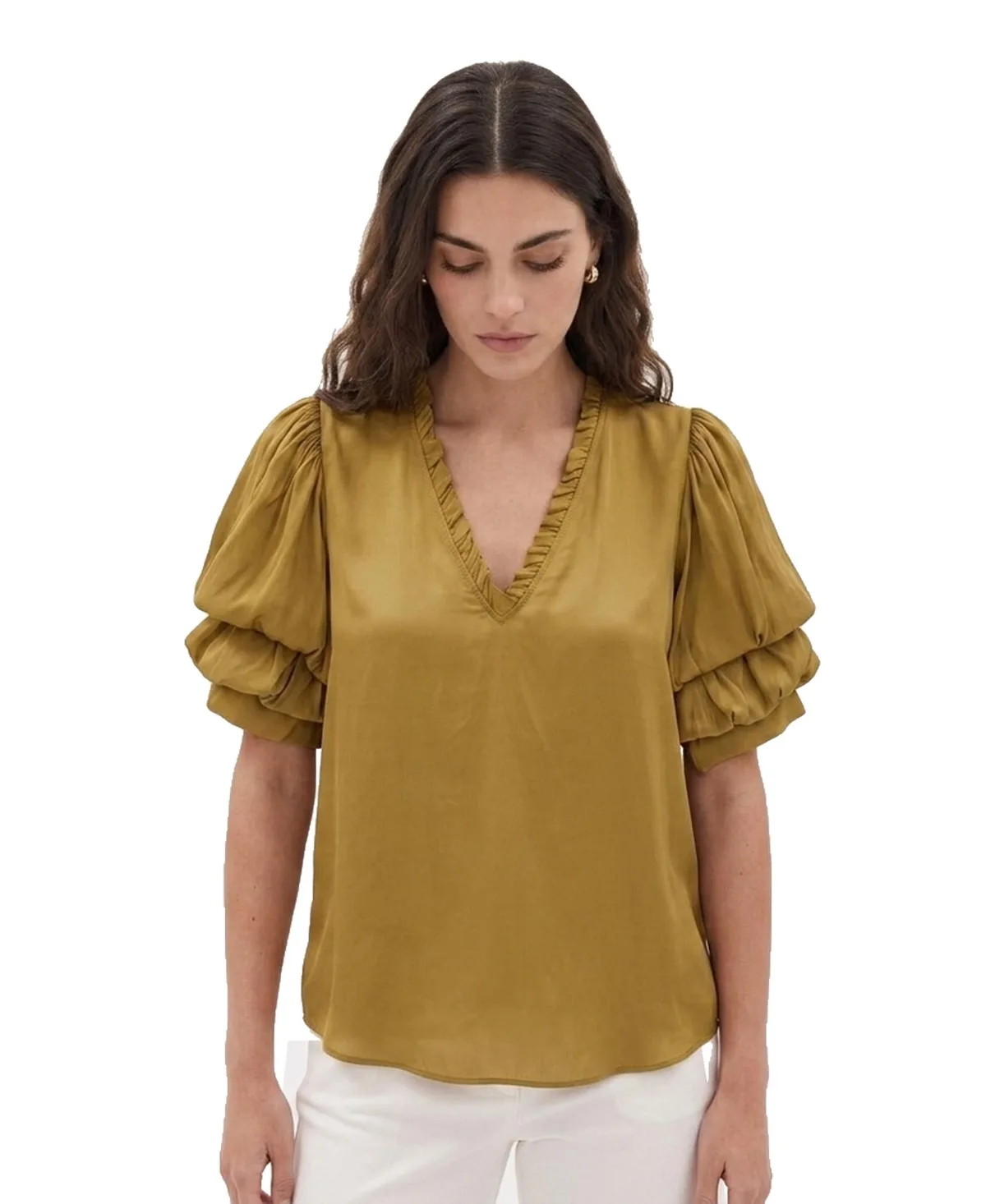 Ruffle V-Neck Blouse by Joie