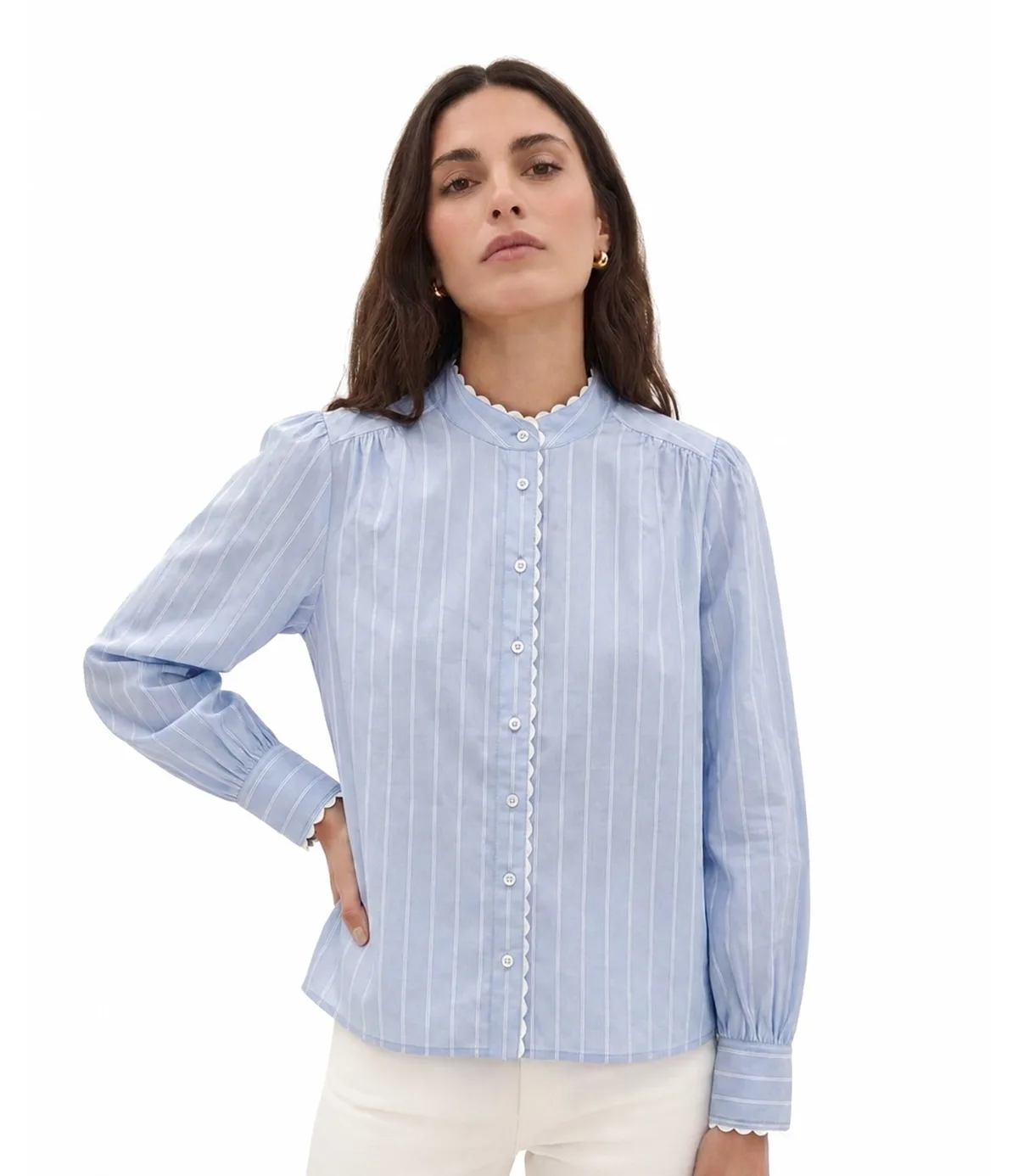 Long Sleeve Stripe Button Front Shirt by Joie