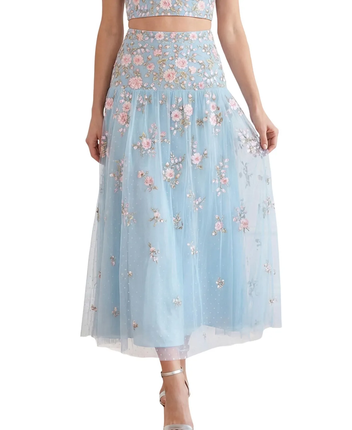 Eden Rose Floral-Print High-Waisted Maxi Skirt by Needle & Thread