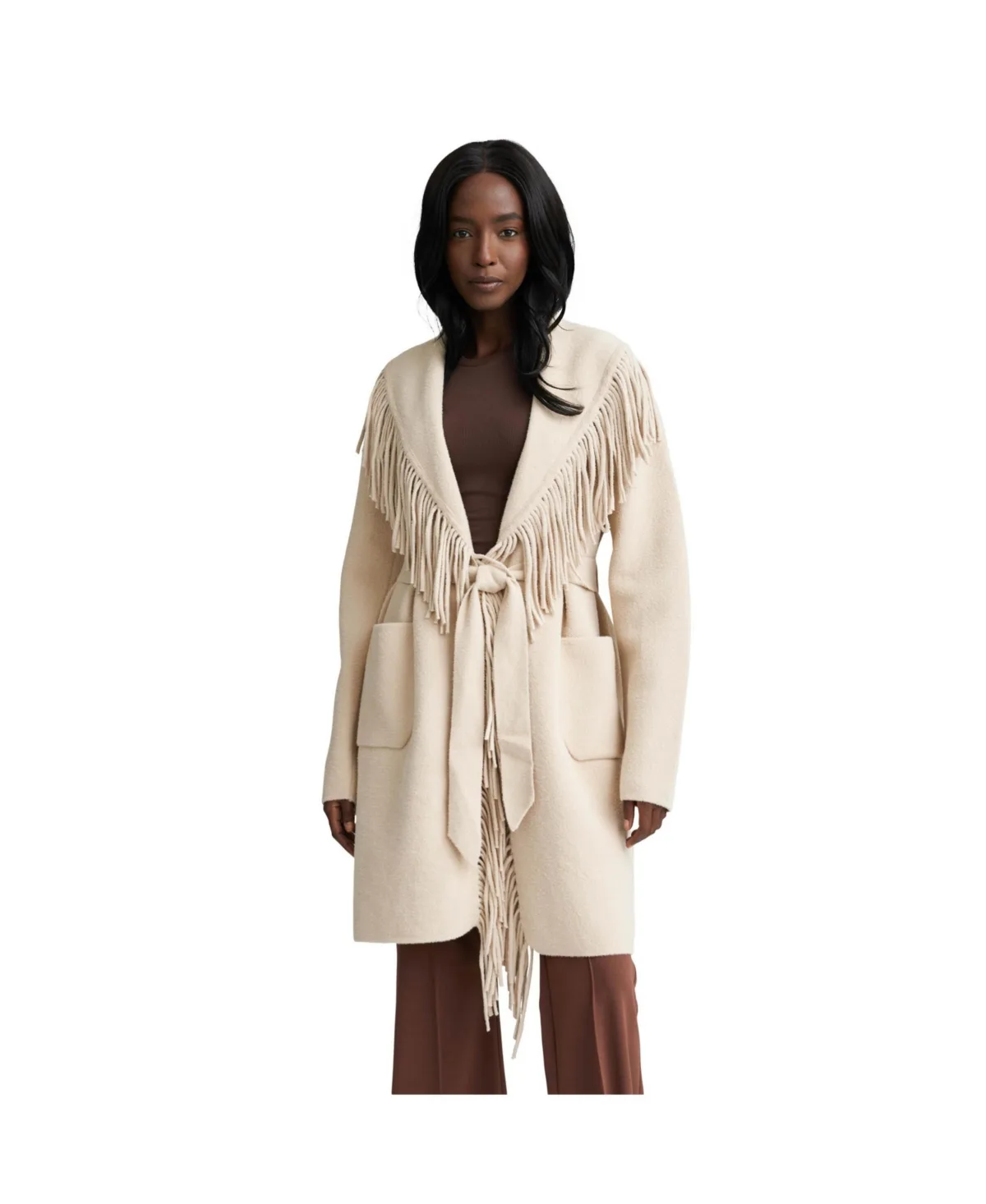 Eyelash Mink Wrap Fringe Coatigan by Nvlt
