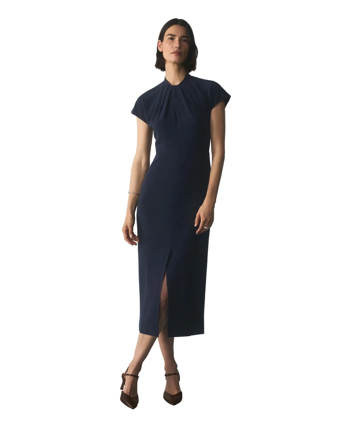 Rassina Jersey Gathered Midi Dress by The Fold