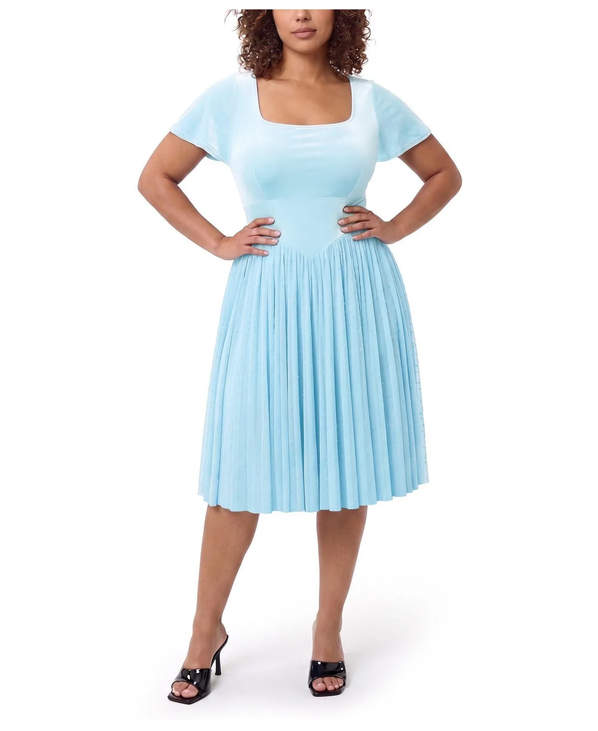 Retro Chic Polka-Dot Fit & Flare Flocked-Mesh Dress by Torrid