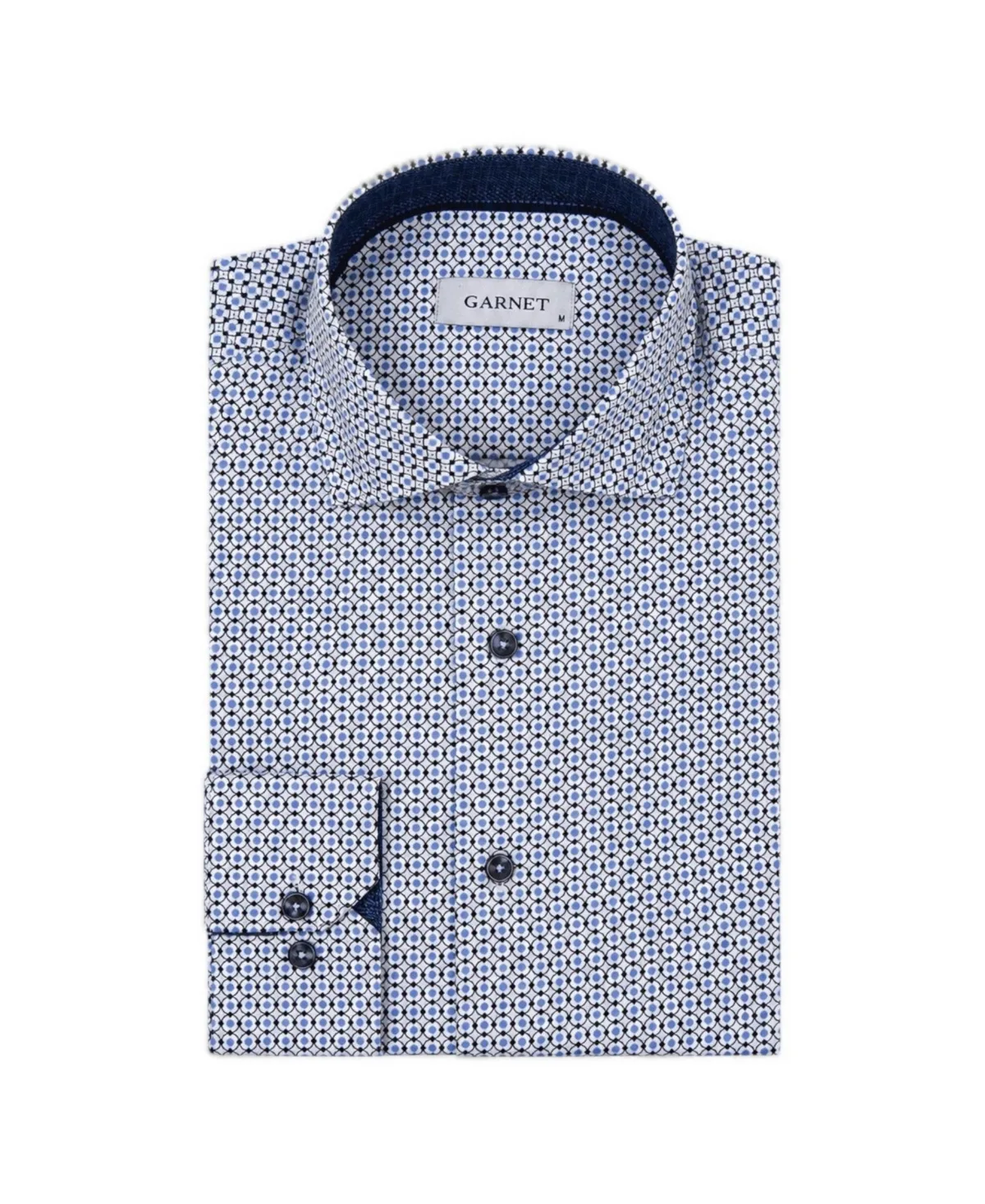 Regular-Fit Micro-Pattern Contrast-Trim Dress Shirt by Garnet