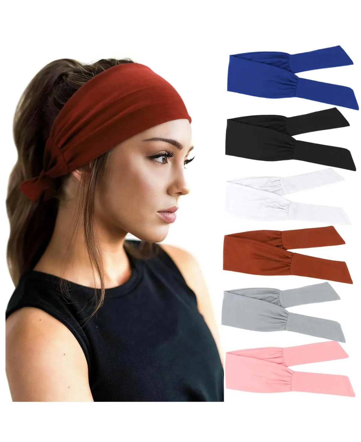 Adjustable Knotted Non-Slip Hair Bands, 6-Piece Set by Peneyon