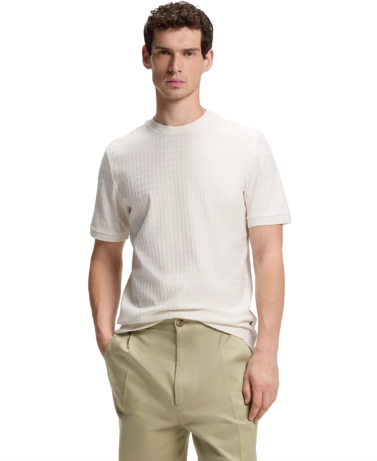 Boss by Hugo Boss Cotton Regular-Fit Geometric-Jacquard T-Shirt by Hugo Boss