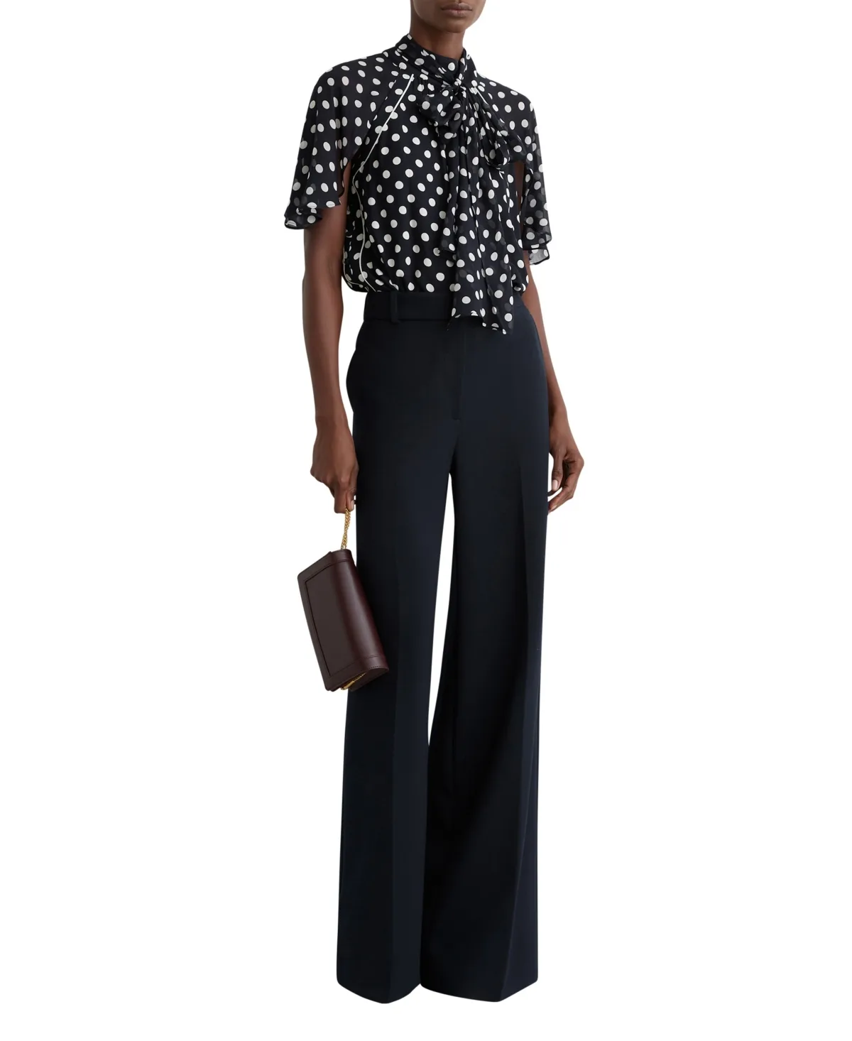 Aliana Polka-Dot Tie-Neck Blouse by Reiss