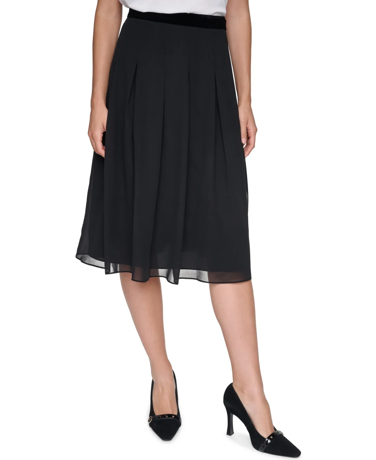 Pleated High-Waisted Midi Skirt by Karl Lagerfeld