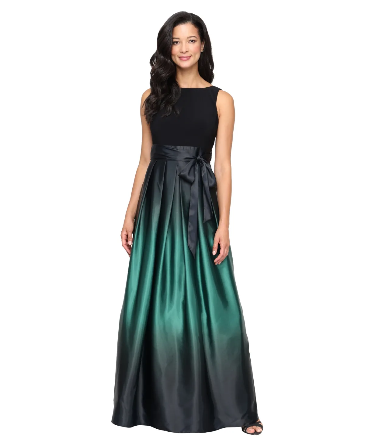 Ombre Satin Bow Sash Gown by Sl Fashions