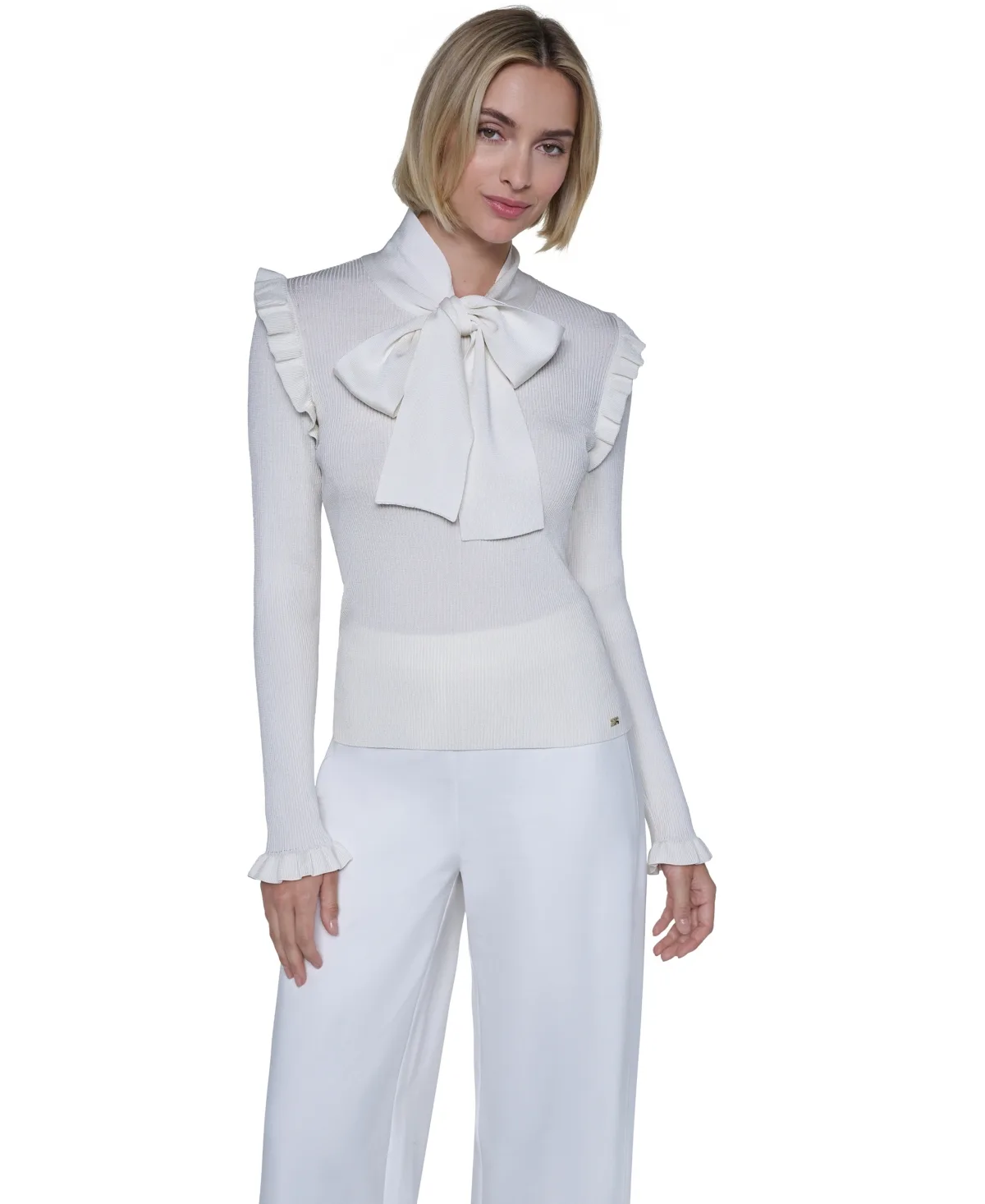 Tie-Front Standing Collar Pullover by Sonia Rykiel