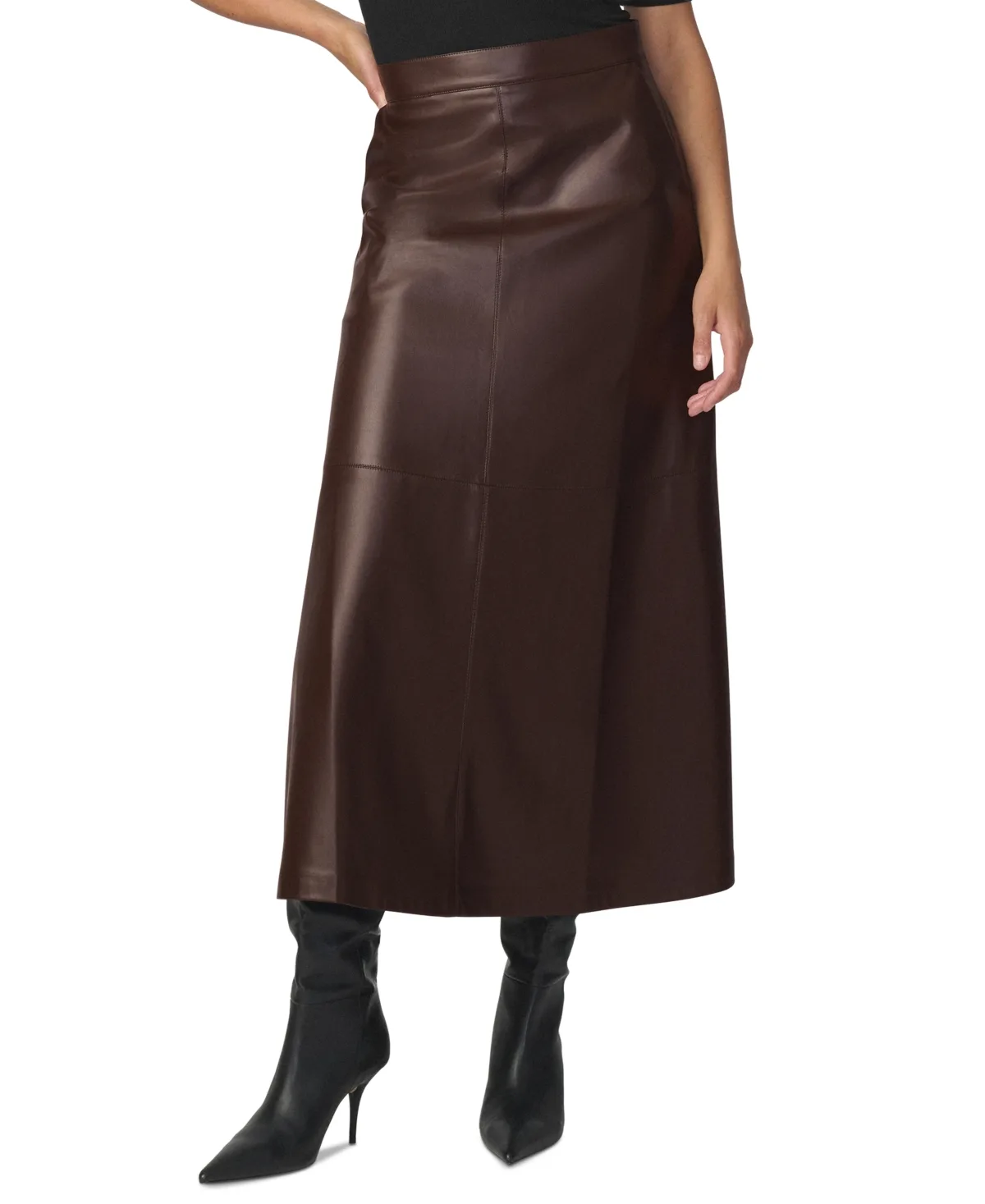 Tavi High-Waisted Faux-Leather Midi Skirt by Joe's Jeans