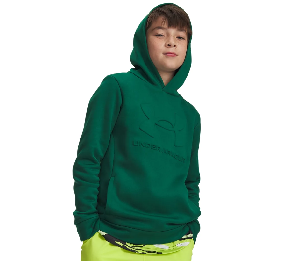 Armour Fleece Embossed Long-Sleeve Kangaroo-Pocket Hoodie by Under Armour