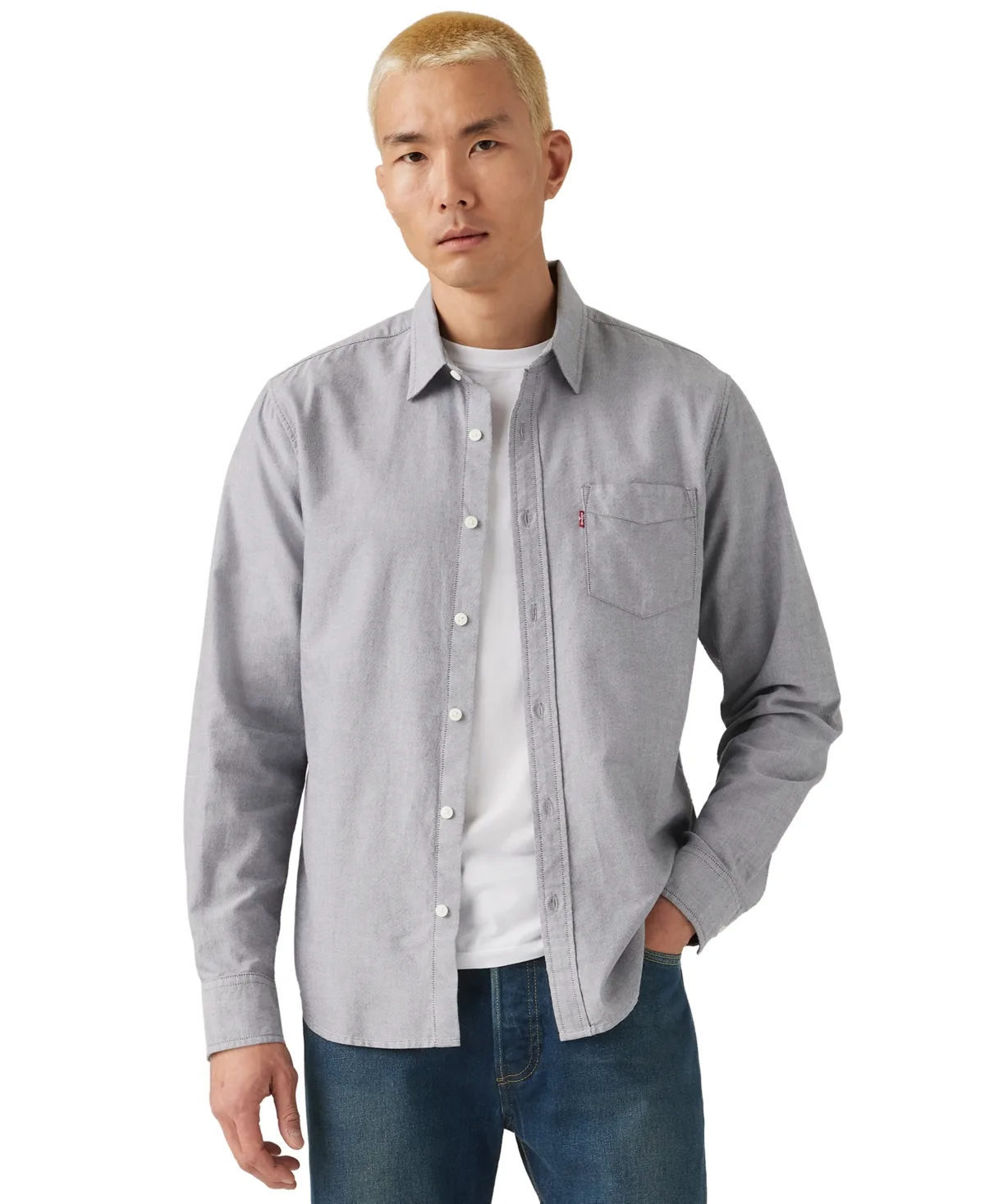 Classic One Pocket Standard Fit Long-Sleeve Point-Collar Shirt by Levi's