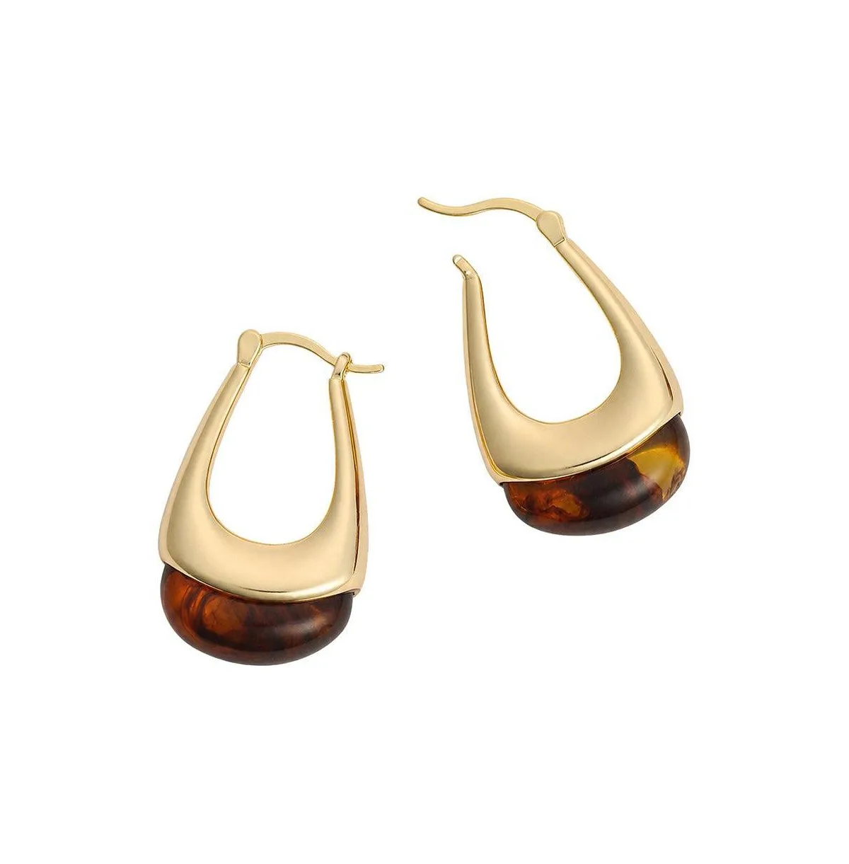 Gold-Tone Tortoiseshell-Acrylic Hoop Earrings by Sohi