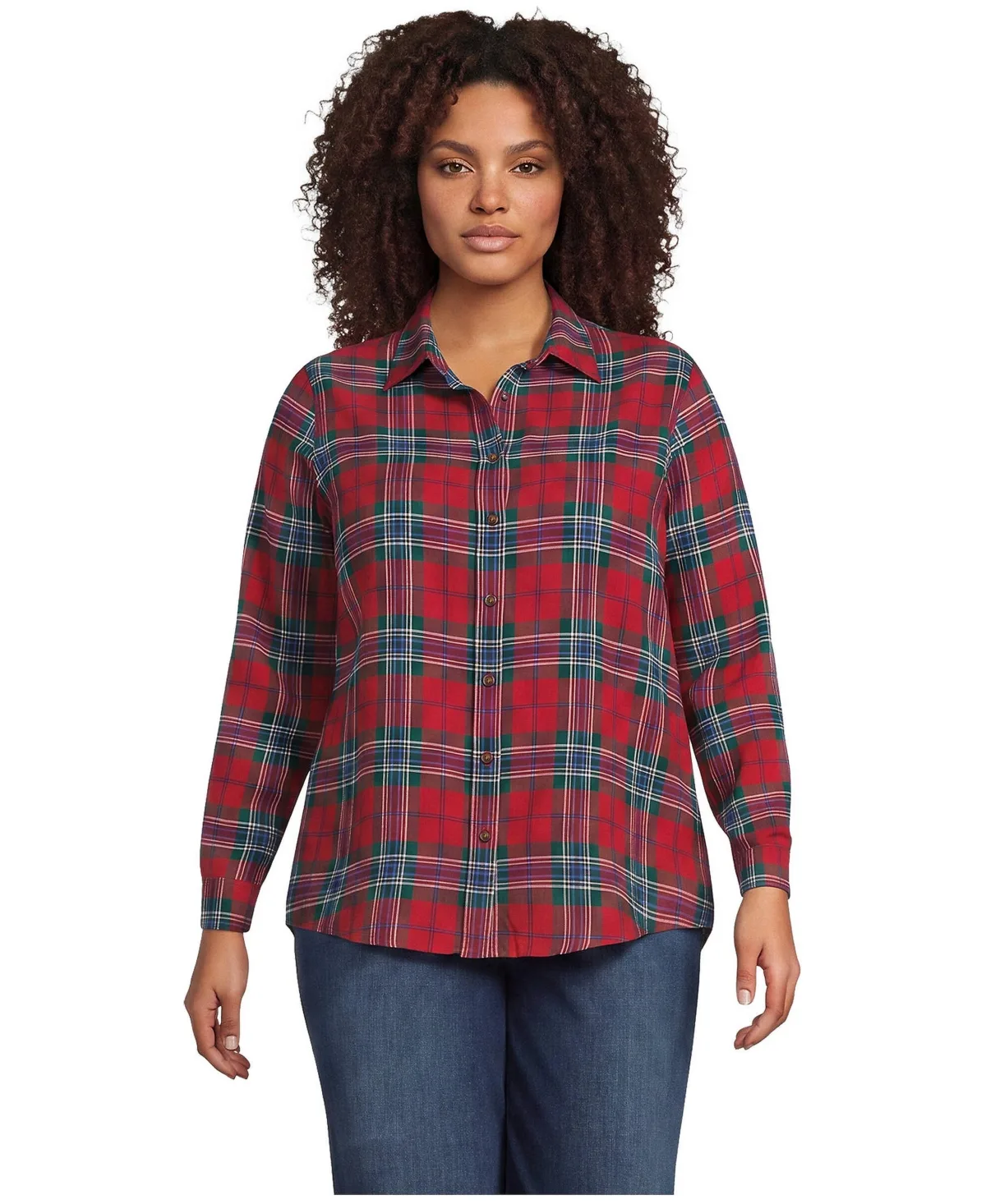 Flannel Boyfriend Long Sleeve Shirt by Lands' End