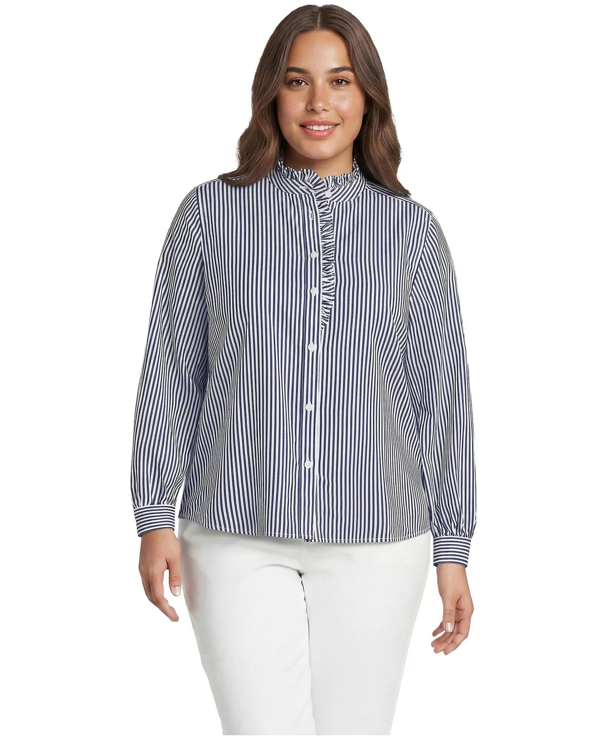 Poplin Ruffle Collar Shirt by Lands' End