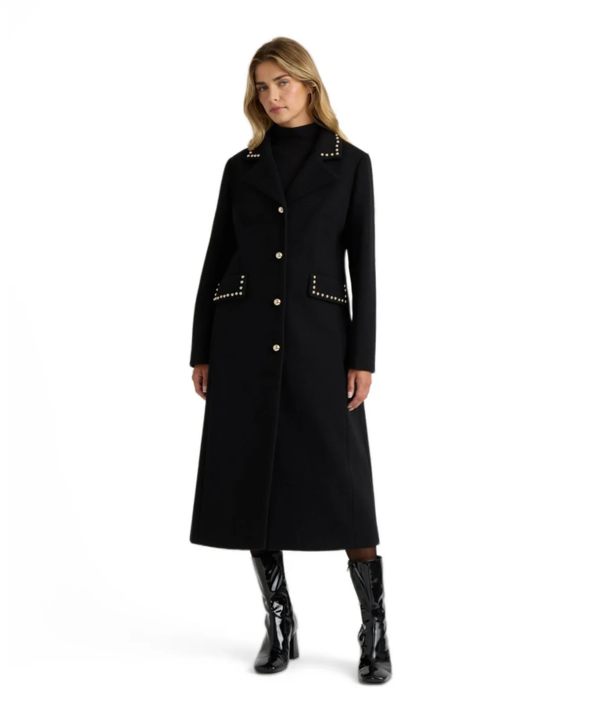 Single-Breasted Notch-Collar Stud Coat by Nvlt