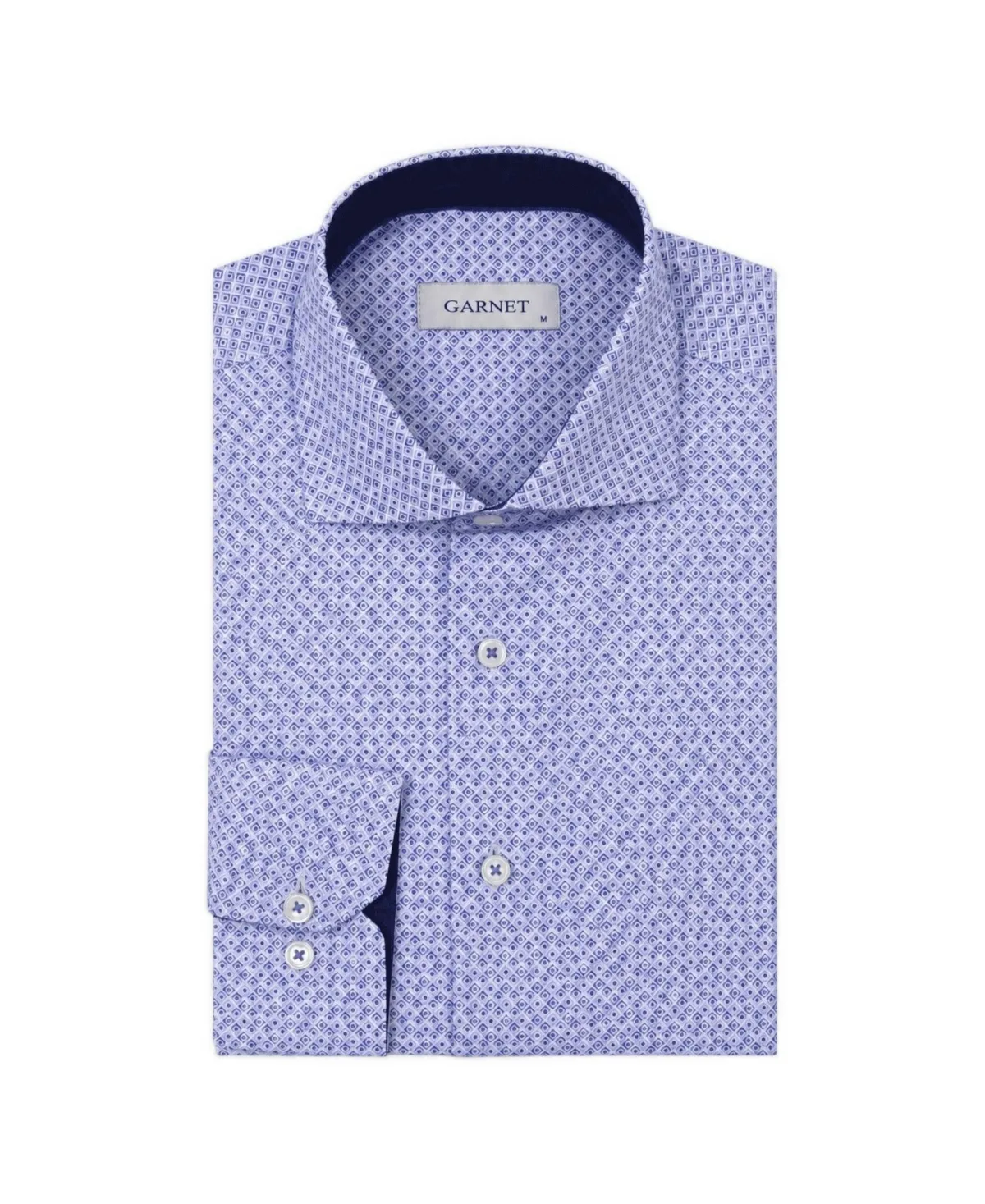Regular-Fit Crosshatch Weave Spread Collar Dress Shirt by Garnet