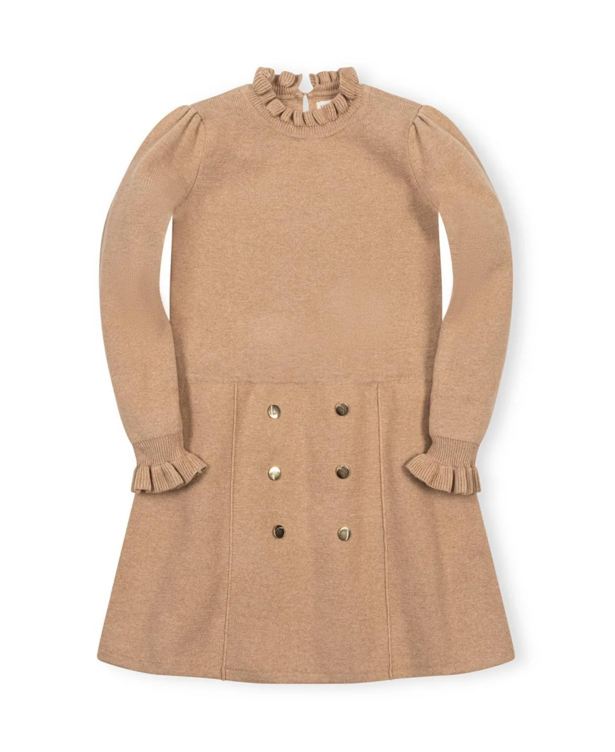 Organic Mock Neck Ruffle Edge Sweater Dress by Hope & Henry