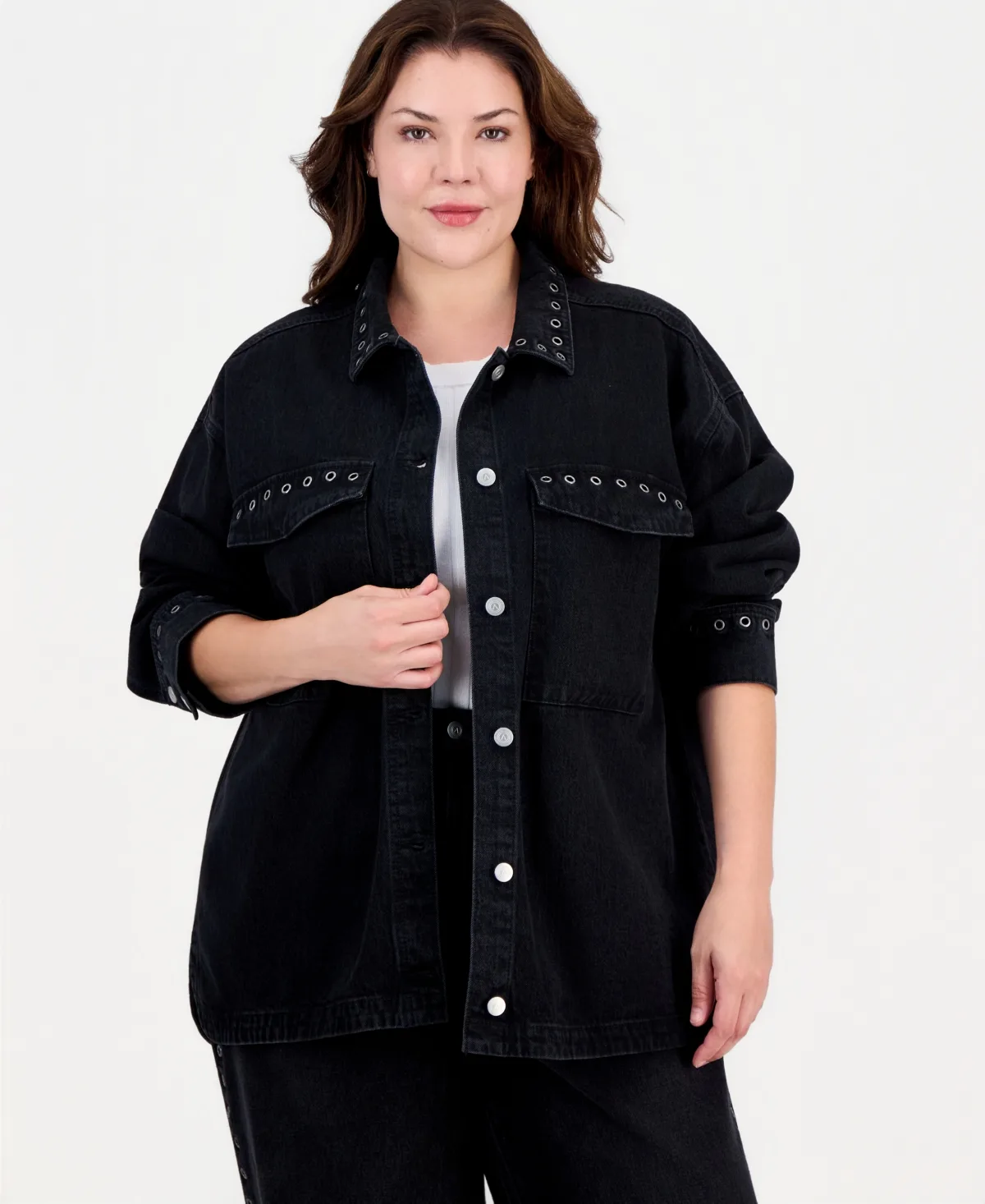 Grommet Denim Shirt by And Now This