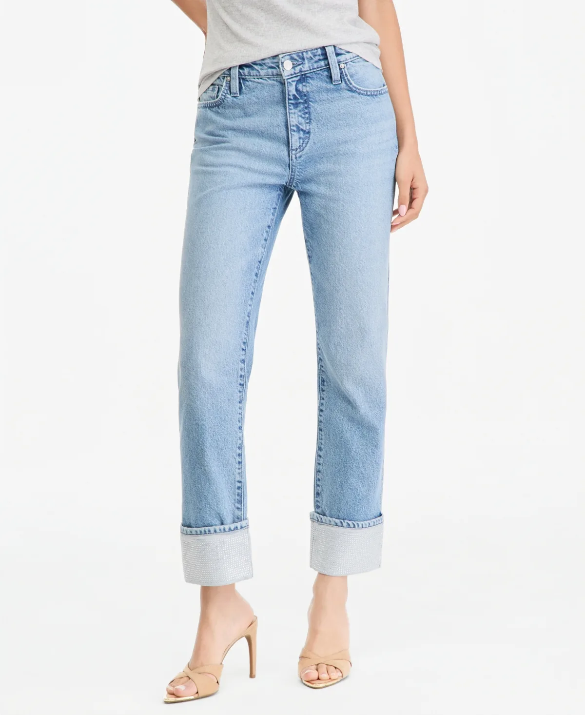 Mid-Rise Straight-Leg Embellished Ankle Jeans by INC International Concepts