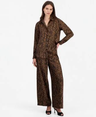 Animal Print Blouse Wide Leg Pants by Tahari
