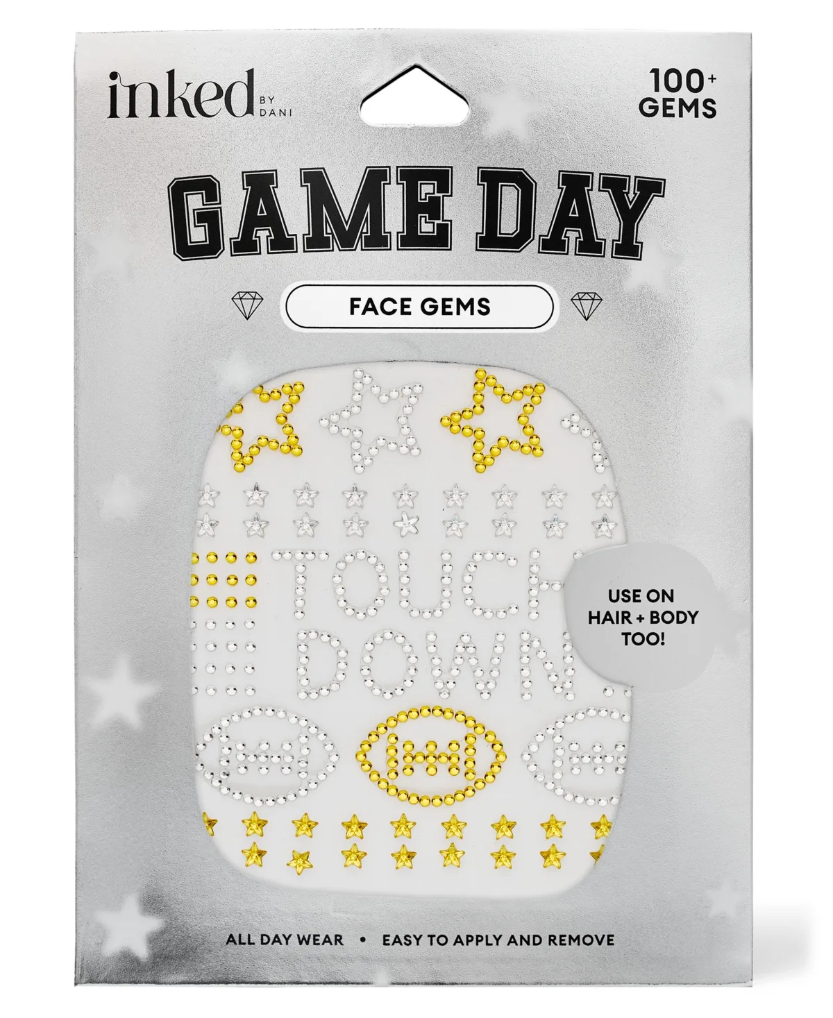 Game Day Face Gems by Inked by Dani