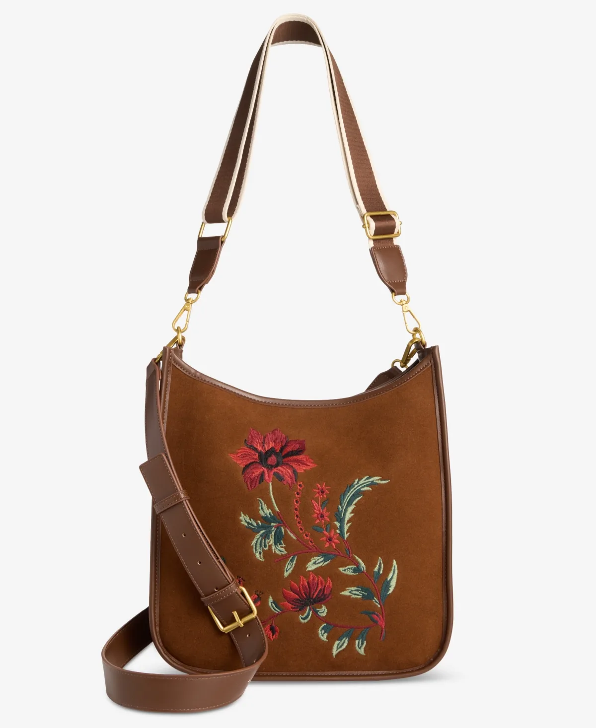 Floral-Embroidered Suede Crossbody Bag by Style & Co