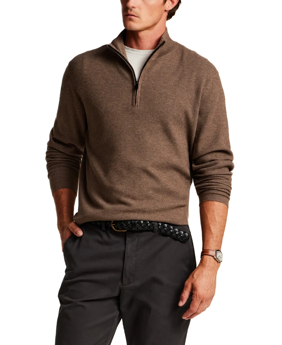 Quarter-Zip Textured Sweater