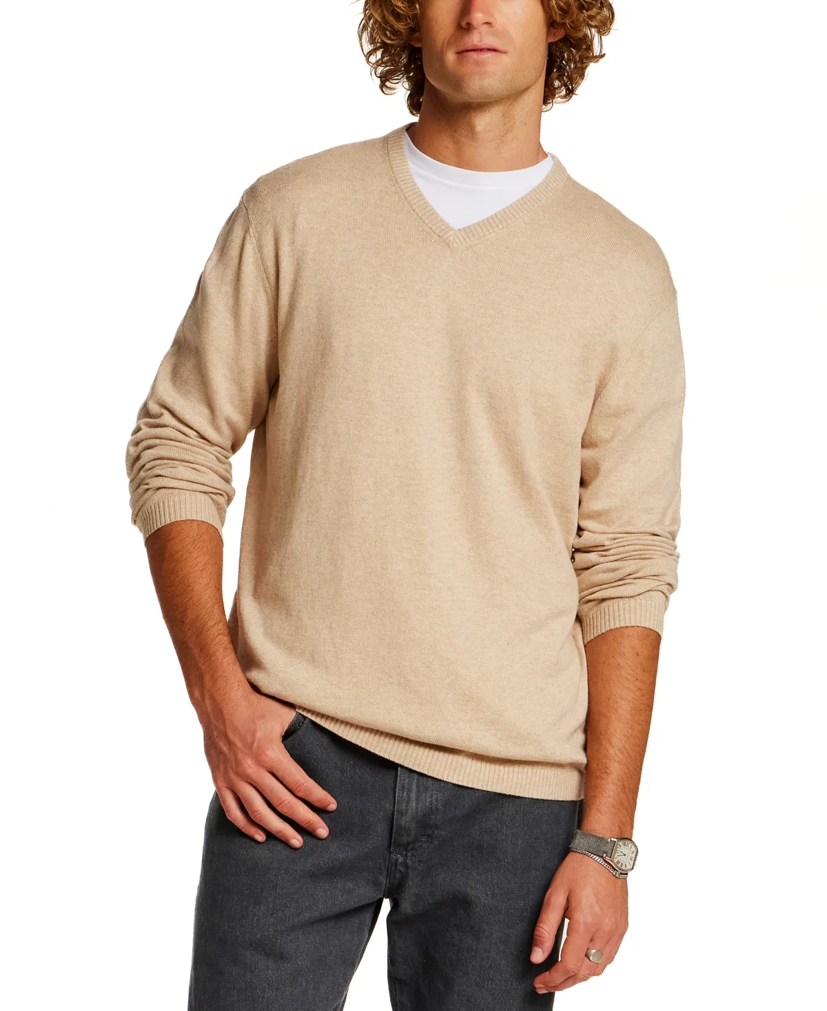 Cotton Cashmere Holiday V-Neck Sweater by Weatherproof Vintage
