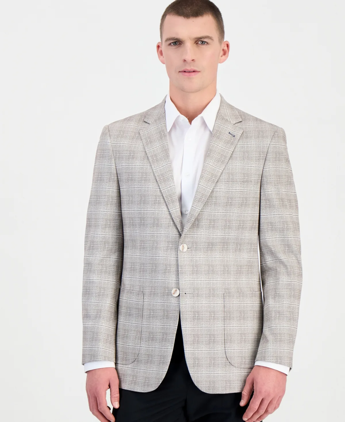 Slim-Fit Plaid Stretch Sport Coat by Tom Baine