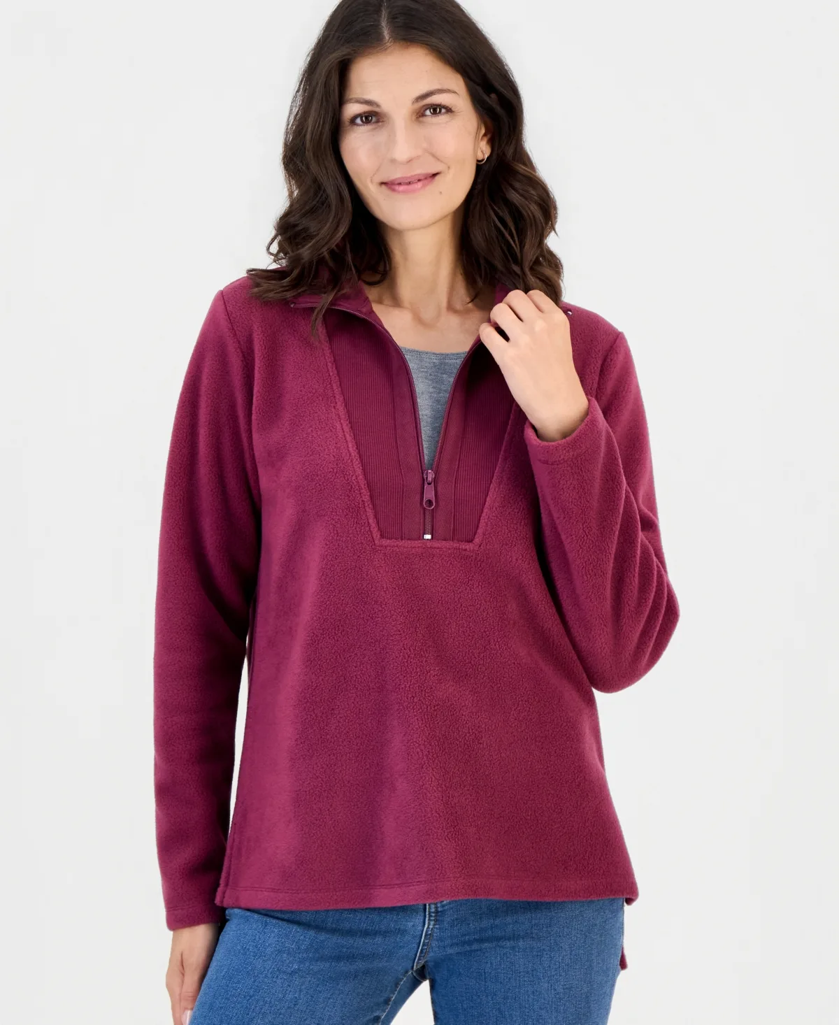 Polar Fleece Quarter Zip Sweatshirt by Style & Co