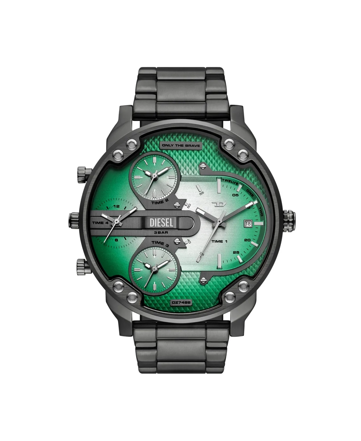 Mr. Daddy Slim Quartz Three-Hand Date Gunmetal Stainless Steel Watch, 54mm by Diesel