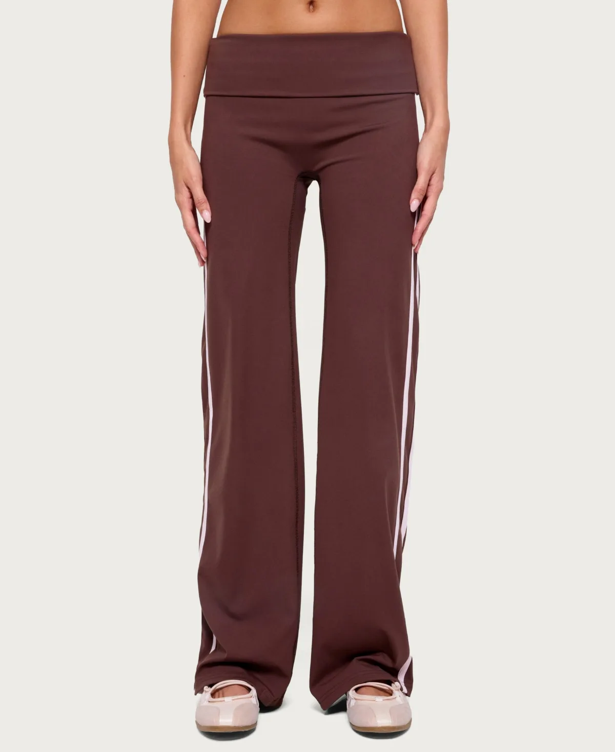 Anica Stripey Mid Rise Foldover Pants by Edikted
