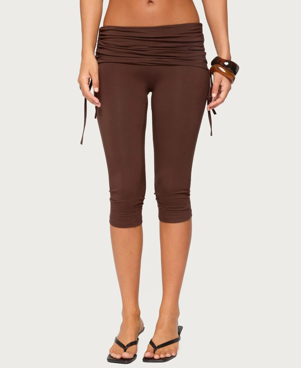 Bardi Drawstring Foldover Capri Pants by Edikted