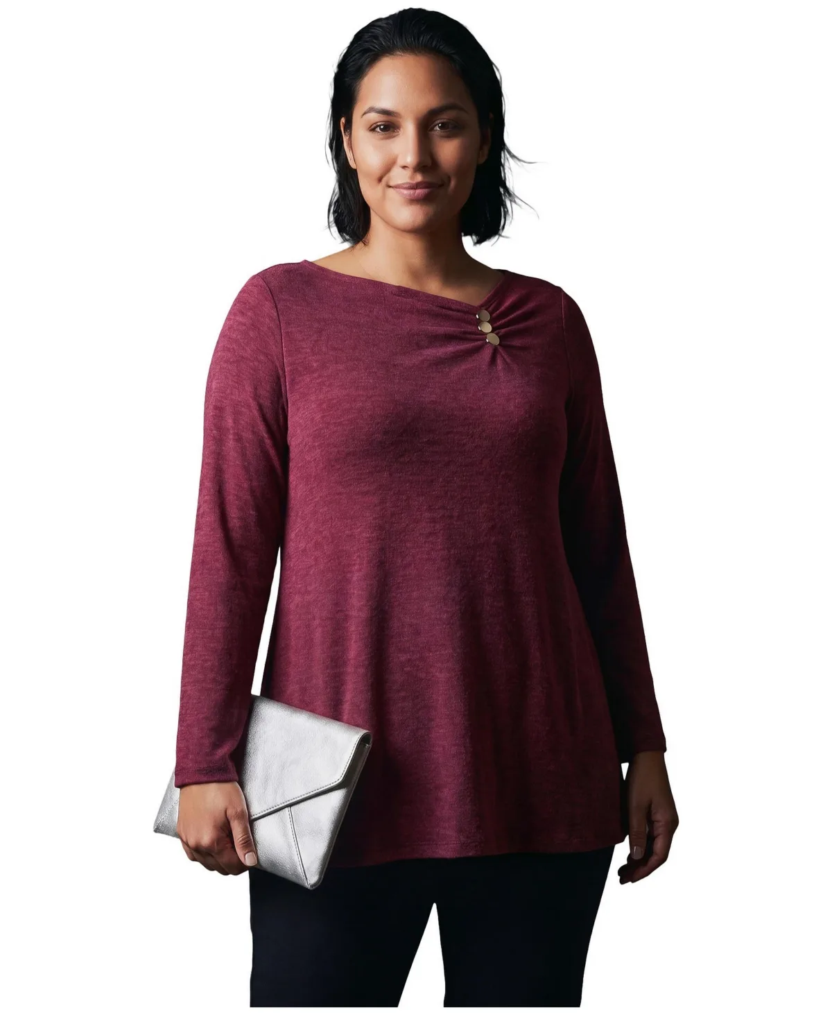 Della Long-Sleeve Shirred Tunic by Avenue