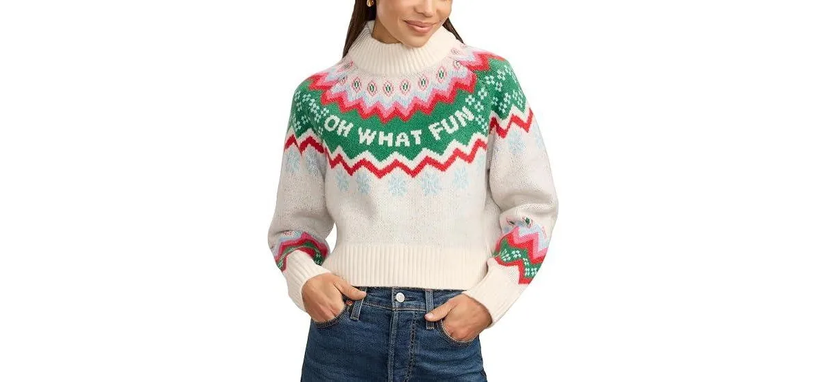 Bow Cropped Christmas Sweater by Tipsy Elves