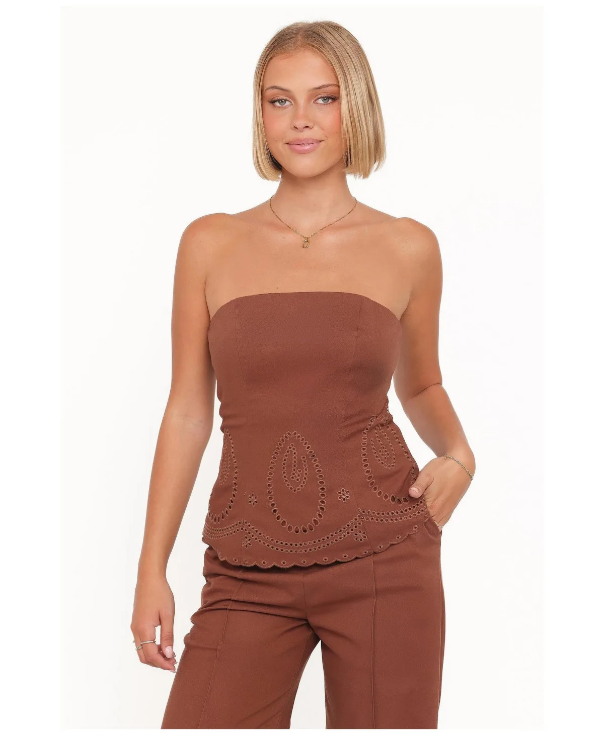 Benton Strapless Eyelet Top by Petal and Pup