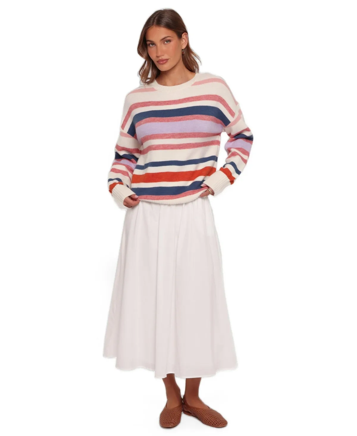 Saski Crewneck Long-Sleeve Striped Sweater by Petal and Pup