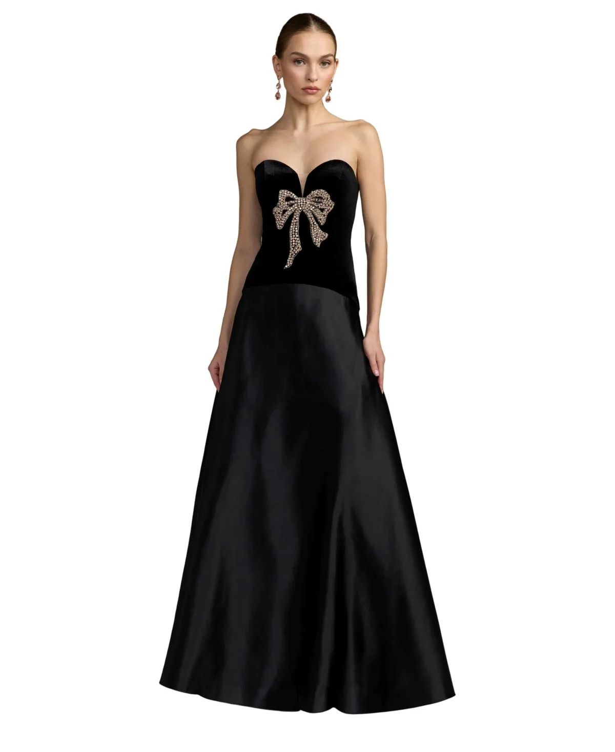 Strapless Velvet Bow-Detail Ball Gown by M.A.C.