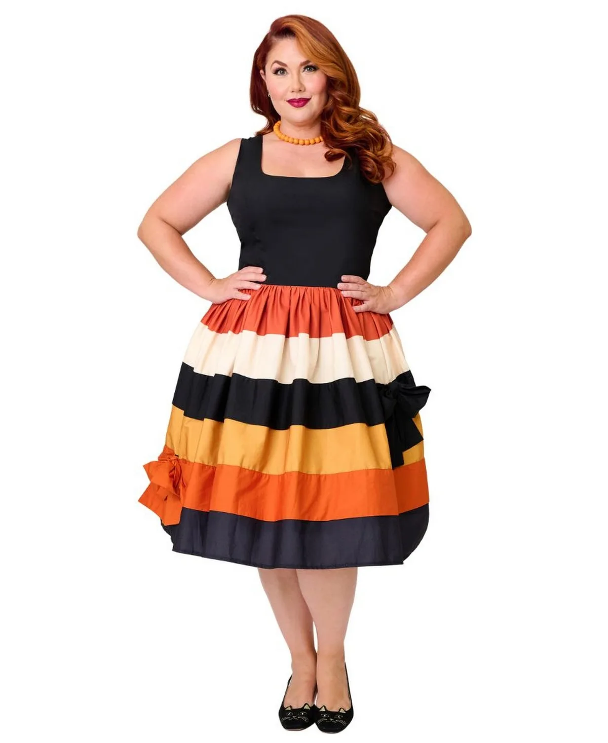 Cindy Tiered Square-Neck Bow Dress by Unique Vintage