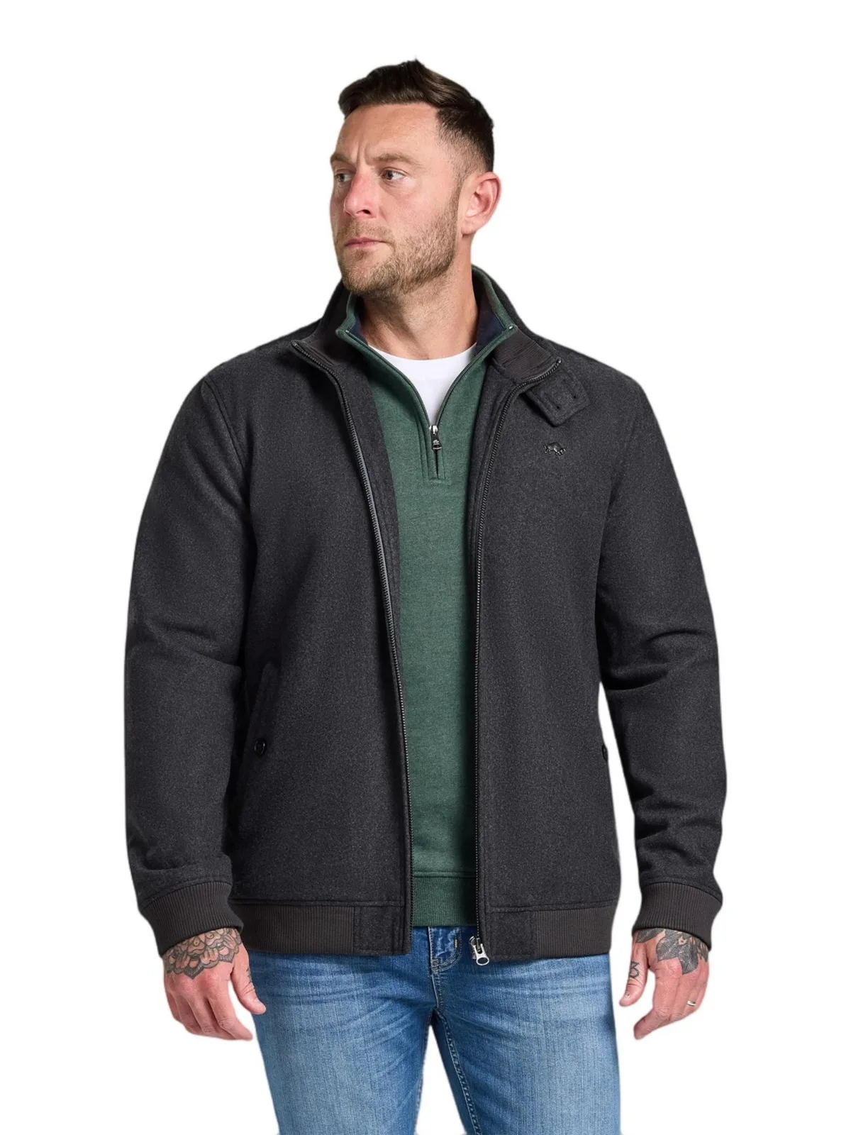 Harrington Wool-Blend Relaxed-Fit Jacket by Raging Bull